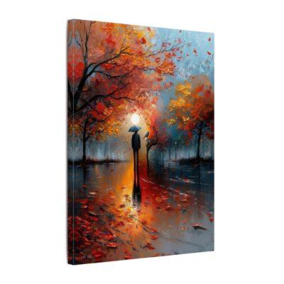 Man Holding Umbrella Fall Trees