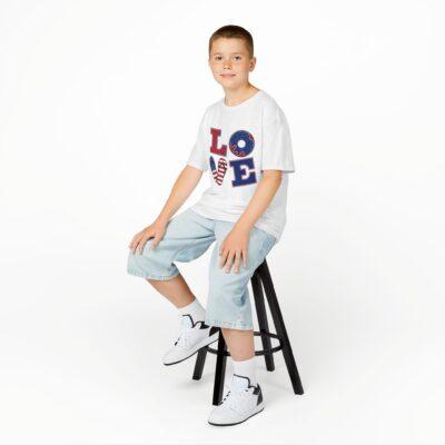Patriotic Love Kids Tee, Independence Day Gift, USA Pride Shirt, Summer Outfit, Children's Clothing