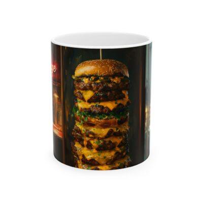 Gourmet Burger Lover's Ceramic Mug | 11oz & 15oz, Fun Kitchen Decor, Foodie Gift, Retro Diner Vibes, Unique Coffee Cup
