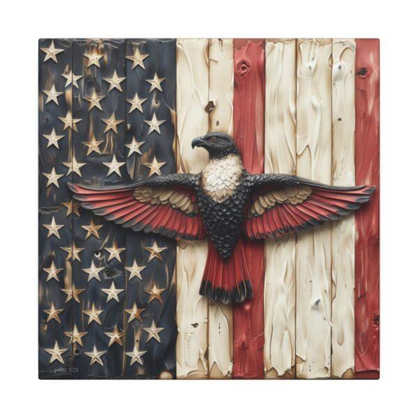 American Flag on Wood with Bird Matte Canvas, Stretched, 0.75"