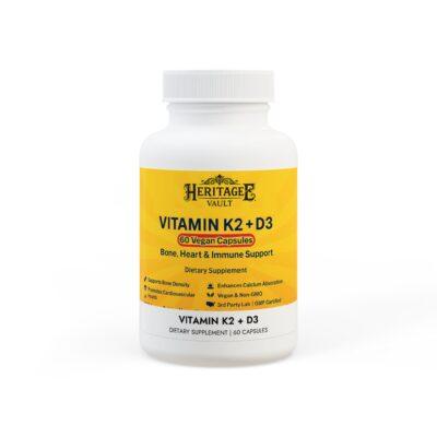 Vitamin K2 + D3 Supplement (60 Capsules) Heritage Vault