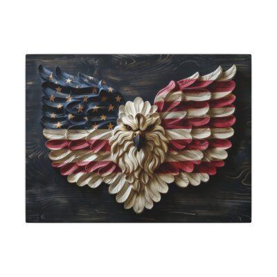Eagle Flag on black wood Matte Canvas, Stretched, 0.75"