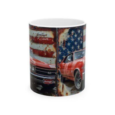 Vintage Car Lover's Ceramic Mug, Retro Car Mug, Americana Decor, Gift for Car Enthusiast, Unique Coffee Cup, Classic Muscle Car Mug