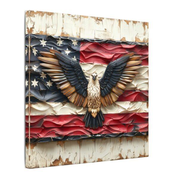 Bird on American Flag Wavy Matte Canvas, Stretched, 0.75" - Image 3