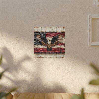 Bird on American Flag Wavy Matte Canvas, Stretched, 0.75"