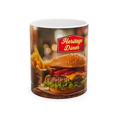 Heritage Diner Mug, Vintage Cafe Cup for Food Lovers, Gift for Chefs, Nostalgic Kitchen Decor, Retro Coffee Cup, Grill Enthusiast Mug