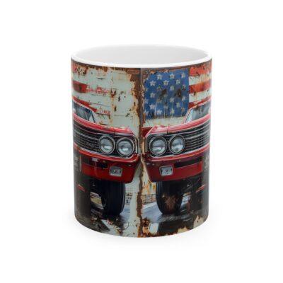 American Muscle Car Ceramic Mug - Vintage Auto Lover Gift, Classic Car Art, 11oz, 15oz, Retro Americana, Coffee Mug