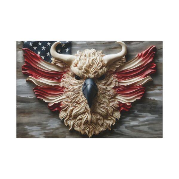 Bird with Horns American flag Wood Matte Canvas, Stretched, 0.75" - Image 2