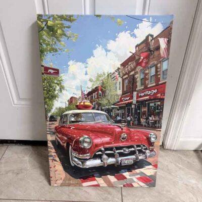 red car street 18" x 27" Stretched Canvas Print